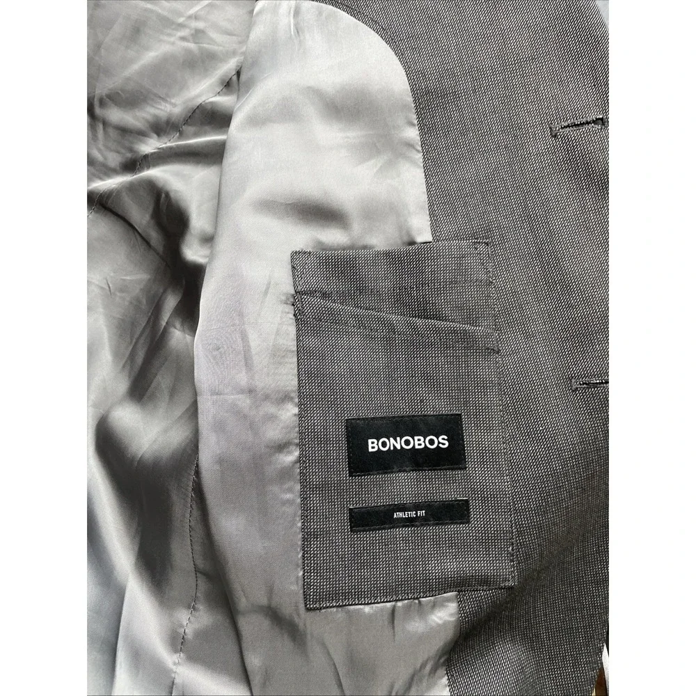 Bonobos Gray 42R Lanificio Comero Flexa Fabric Athletic Fit Patch Pockets Blazer